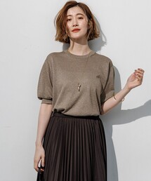 オータムメタリック パフスリーブ ニット Tシャツ