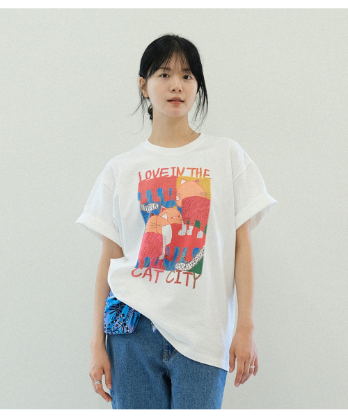 MMOGARDEN（エメモガーデン）の「(w) love in the cat city t-shirt (2colors)（Tシャツ/カットソー・レディース・ブラック/Off White・FREE）」の3枚目の写真