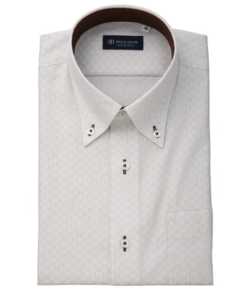 TOKYO SHIRTS(トウキョウシャツ)の「【吸水速乾】 形態安定ノンアイロン ボタンダウン 半袖ビジネスワイシャツ(ビジネスシャツ・メンズ・ベージュ・首回り43cm/首回り42cm/首回り41cm/首回り39cm/首回り37cm)」の1枚目の写真