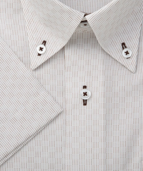 TOKYO SHIRTS(トウキョウシャツ)の「【吸水速乾】 形態安定ノンアイロン ボタンダウン 半袖ビジネスワイシャツ(ビジネスシャツ・メンズ・ベージュ・首回り43cm/首回り42cm/首回り41cm/首回り39cm/首回り37cm)」の3枚目の写真