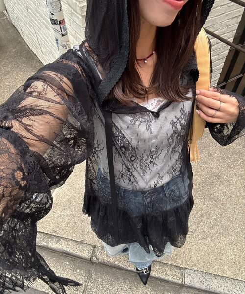 CIAOPANIC(チャオパニック)の「レースチュニックフーディーブラウス(シャツ/ブラウス・レディース・ブラック/オフホワイト/アイボリー・ONE SIZE)」の21枚目の写真