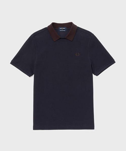 FRED PERRY（フレッドペリー）の「Jacquard Pullover Polo Shirt／ジャガードプルオーバーポロシャツ（ポロシャツ・メンズ・ネイビー・L/M/S）」の4枚目の写真
