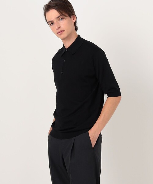 JOHN SMEDLEY(ジョンスメドレー)の「【別注J】JOHN SMEDLEY 30Gシーアイランドコットン ニットポロ ISIS(ニット/セーター・メンズ・ダークブルー/ライトグレー/ピンク/ブラック・L/M/S)」の5枚目の写真