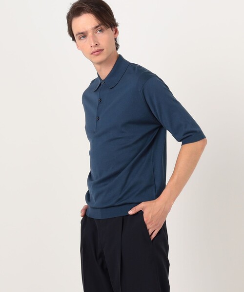 JOHN SMEDLEY(ジョンスメドレー)の「【別注J】JOHN SMEDLEY 30Gシーアイランドコットン ニットポロ ISIS(ニット/セーター・メンズ・ダークブルー/ライトグレー/ピンク/ブラック・L/M/S)」の8枚目の写真