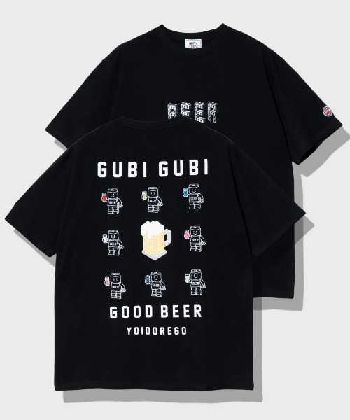 go slow caravan(ゴースローキャラバン)の「YOIDORE/酔いどれ グビグビブロック TEE(Tシャツ/カットソー・メンズ・ブラック/ホワイト・LARGE/MEDIUM/X-LARGE)」の1枚目の写真
