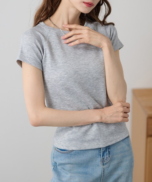 DAYRA(デイラ)の「ソリッドカラー クルーネック ラグラン 半袖 トップス(Tシャツ/カットソー・レディース・ライトグレー/ダークグレー/ホワイト/ブラック・FREE)」の22枚目の写真