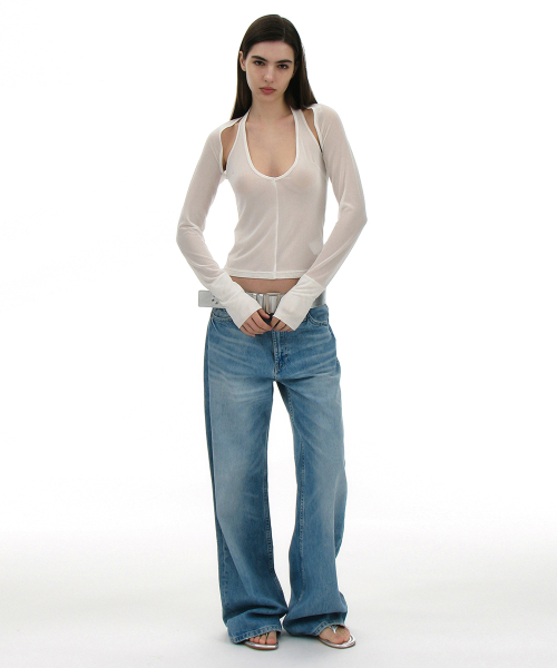 PARTIMENTO WOMEN(パルティメントウィメン)の「メッシュレイヤー2 IN 1トップ_ホワイト(その他トップス・レディース・ホワイト・MEDIUM/SMALL)」の8枚目の写真