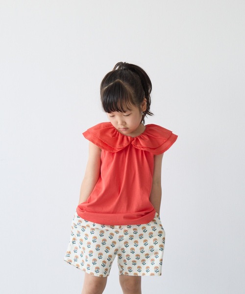 LOWRYS FARM(ローリーズファーム)の「カットBIGカラーノースリーブ 1042848(Tシャツ/カットソー・キッズ・レッド/オフホワイト/ブラック・110cm/120cm/130cm/140cm/150cm)」の1枚目の写真