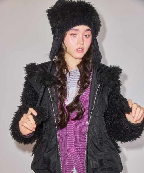 Candy Stripper（キャンディストリッパー）の「MONSTER FUR SAILOR MA-1（MA-1・レディース・アイボリー/ライトグレー/ブラック・FREE）」の7枚目の写真