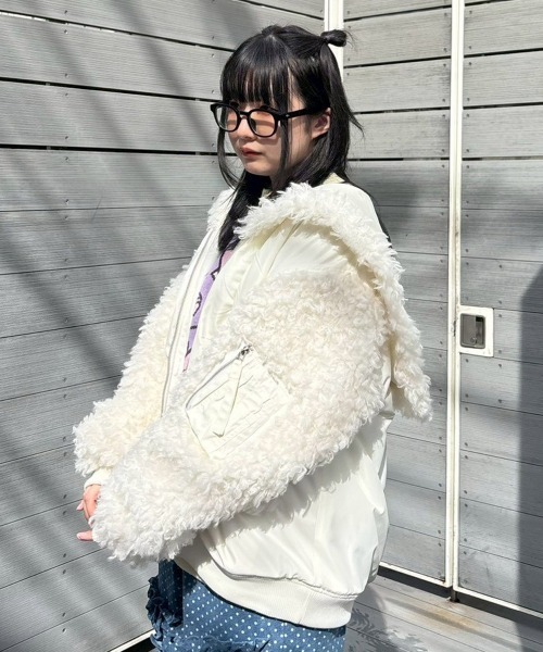 Candy Stripper（キャンディストリッパー）の「MONSTER FUR SAILOR MA-1（MA-1・レディース・アイボリー/ライトグレー/ブラック・FREE）」の12枚目の写真