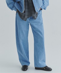 Heavy Bleach Wash 12oz Denim Wide Curve Pants