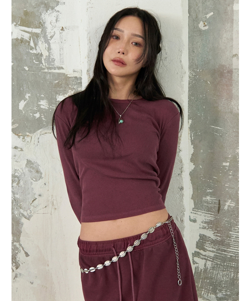 MORVE13（モルブ13）の「メルビルピグメントTシャツ（チャコール）（Tシャツ/カットソー・レディース・ベージュ/スカイブルー/バーガンディー/チャコール・FREE）」の6枚目の写真