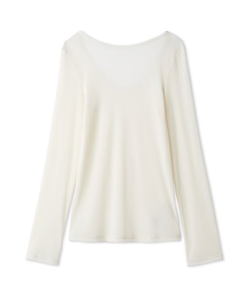 FRAY I.D（フレイアイディー）の「【ウォッシャブル】フロッキーチュールベーシックトップス（Tシャツ/カットソー・レディース・バーガンディー/ホワイト/ライトブルー/ブラック・F）」の5枚目の写真