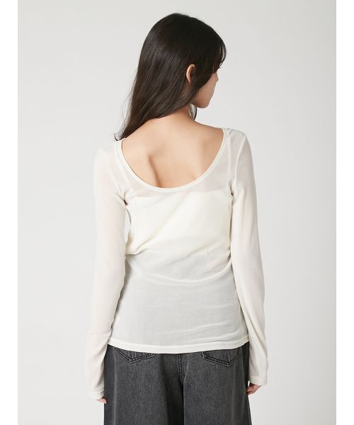 FRAY I.D（フレイアイディー）の「【ウォッシャブル】フロッキーチュールベーシックトップス（Tシャツ/カットソー・レディース・バーガンディー/ホワイト/ライトブルー/ブラック・F）」の7枚目の写真