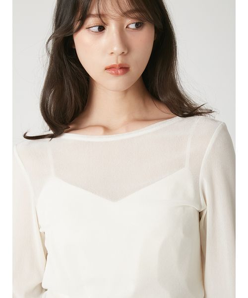 FRAY I.D（フレイアイディー）の「【ウォッシャブル】フロッキーチュールベーシックトップス（Tシャツ/カットソー・レディース・バーガンディー/ホワイト/ライトブルー/ブラック・F）」の9枚目の写真