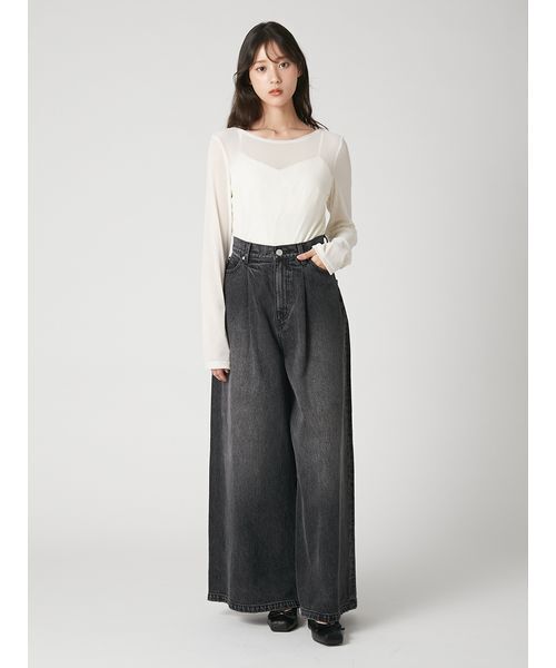 FRAY I.D（フレイアイディー）の「【ウォッシャブル】フロッキーチュールベーシックトップス（Tシャツ/カットソー・レディース・バーガンディー/ホワイト/ライトブルー/ブラック・F）」の14枚目の写真
