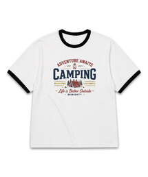 BEMIGHTY（ビーマイティー）の「ヴィンテージドローイングオーバーサイズリンガー半袖Tシャツ（Tシャツ/カットソー）」