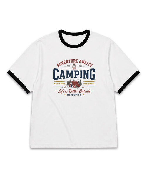 BEMIGHTY(ビーマイティー)の「ヴィンテージドローイングオーバーサイズリンガー半袖Tシャツ(Tシャツ/カットソー・メンズ・ブラック/ホワイト・LARGE/X-LARGE/XX-LARGE)」の1枚目の写真