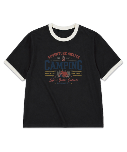 BEMIGHTY(ビーマイティー)の「ヴィンテージドローイングオーバーサイズリンガー半袖Tシャツ(Tシャツ/カットソー・メンズ・ブラック/ホワイト・LARGE/X-LARGE/XX-LARGE)」の4枚目の写真