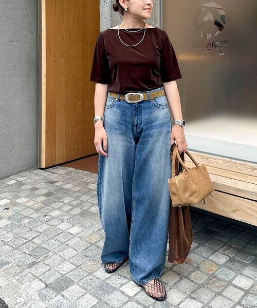 NOLLEY’S(ノーリーズ)の「《接触冷感》ウォッシャブルシアーベロア2WAYプルオーバー(Tシャツ/カットソー・レディース・ネイビー/ブラウン/ピンク/アイボリー・38/36)」の7枚目の写真