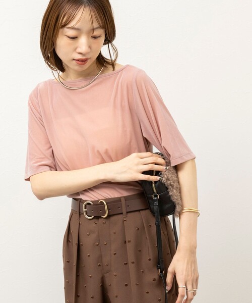 NOLLEY’S(ノーリーズ)の「《接触冷感》ウォッシャブルシアーベロア2WAYプルオーバー(Tシャツ/カットソー・レディース・ネイビー/ブラウン/ピンク/アイボリー・38/36)」の17枚目の写真