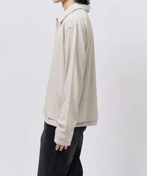 Lui's(ルイス)の「ポロレイヤードカットソー(ポロシャツ・メンズ・ライトグレー/チャコールグレー/ブラック・M/S)」の13枚目の写真