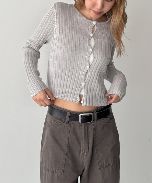CANAL JEAN(キャナルジーン)の「El mar ハリヌキニットカーディガン(カーディガン/ボレロ・レディース・グレー/ブラック・ONE SIZE)」の1枚目の写真