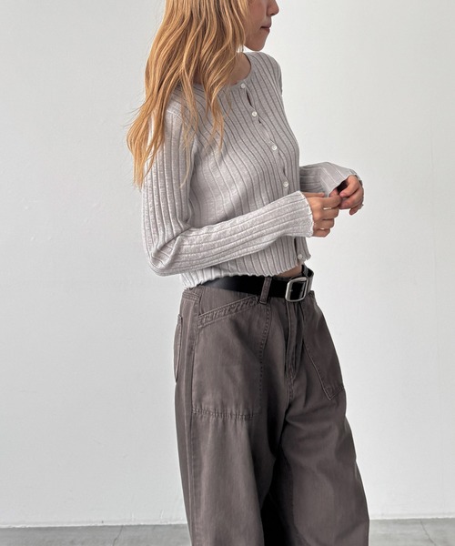 CANAL JEAN(キャナルジーン)の「El mar ハリヌキニットカーディガン(カーディガン/ボレロ・レディース・グレー/ブラック・ONE SIZE)」の3枚目の写真