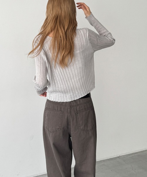 CANAL JEAN(キャナルジーン)の「El mar ハリヌキニットカーディガン(カーディガン/ボレロ・レディース・グレー/ブラック・ONE SIZE)」の4枚目の写真