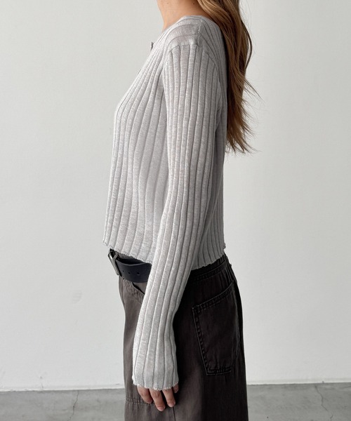 CANAL JEAN(キャナルジーン)の「El mar ハリヌキニットカーディガン(カーディガン/ボレロ・レディース・グレー/ブラック・ONE SIZE)」の10枚目の写真
