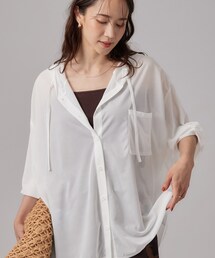 SHOO・LA・RUE | 【洗濯機可/体型カバー】程よい透け感の ゆるシルエットシア―シャツ(パーカー)