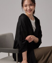 【洗濯機可/体型カバー】程よい透け感の ゆるシア―シャツパーカ