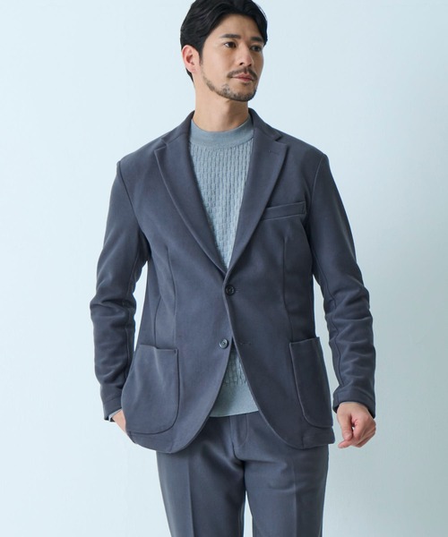 TETE HOMME(テットオム)の「ストレッチボンディングニットジャケット / ウォッシャブル / セットアップ対応(テーラードジャケット・メンズ・チャコールグレー/ライトグレー・LARGE/MEDIUM)」の1枚目の写真