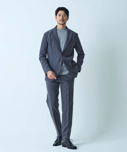 TETE HOMME(テットオム)の「ストレッチボンディングニットジャケット / ウォッシャブル / セットアップ対応(テーラードジャケット・メンズ・チャコールグレー/ライトグレー・LARGE/MEDIUM)」の4枚目の写真