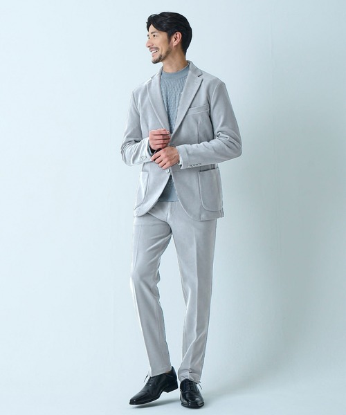 TETE HOMME(テットオム)の「ストレッチボンディングニットジャケット / ウォッシャブル / セットアップ対応(テーラードジャケット・メンズ・チャコールグレー/ライトグレー・LARGE/MEDIUM)」の5枚目の写真