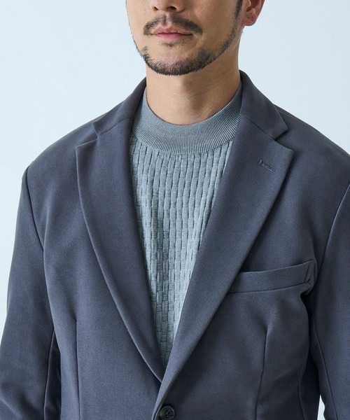 TETE HOMME(テットオム)の「ストレッチボンディングニットジャケット / ウォッシャブル / セットアップ対応(テーラードジャケット・メンズ・チャコールグレー/ライトグレー・LARGE/MEDIUM)」の6枚目の写真