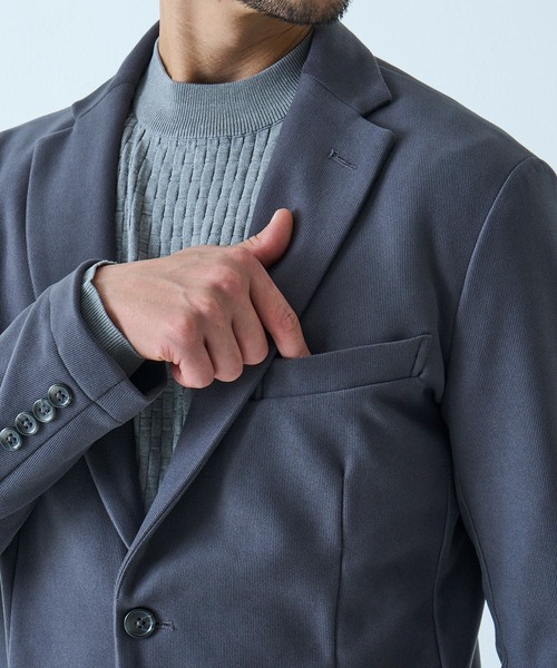 TETE HOMME(テットオム)の「ストレッチボンディングニットジャケット / ウォッシャブル / セットアップ対応(テーラードジャケット・メンズ・チャコールグレー/ライトグレー・LARGE/MEDIUM)」の7枚目の写真