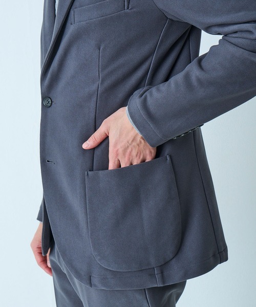TETE HOMME(テットオム)の「ストレッチボンディングニットジャケット / ウォッシャブル / セットアップ対応(テーラードジャケット・メンズ・チャコールグレー/ライトグレー・LARGE/MEDIUM)」の9枚目の写真