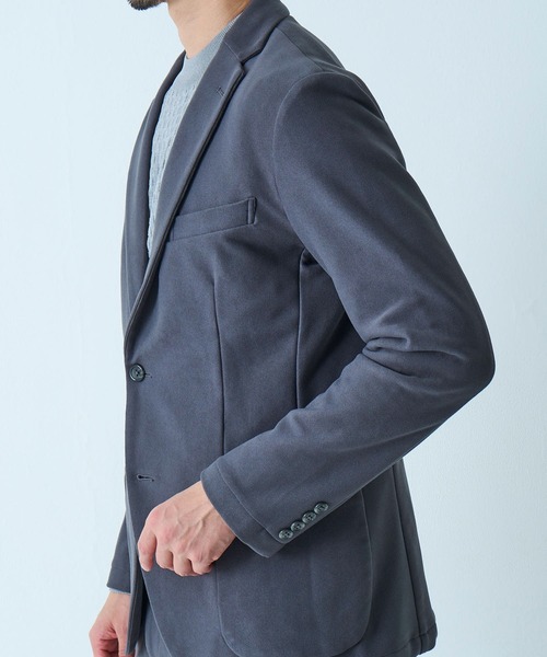 TETE HOMME(テットオム)の「ストレッチボンディングニットジャケット / ウォッシャブル / セットアップ対応(テーラードジャケット・メンズ・チャコールグレー/ライトグレー・LARGE/MEDIUM)」の10枚目の写真