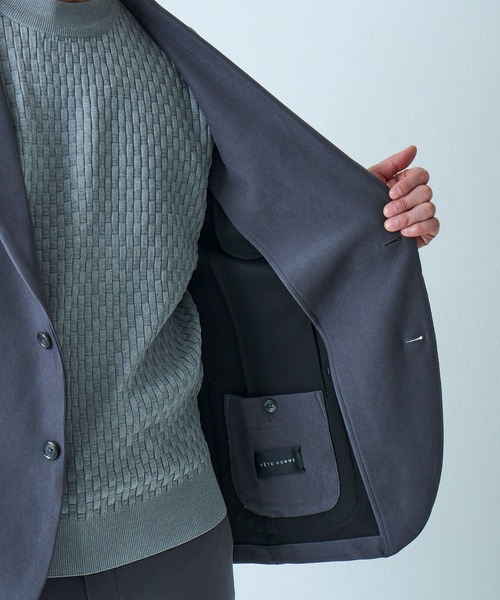 TETE HOMME(テットオム)の「ストレッチボンディングニットジャケット / ウォッシャブル / セットアップ対応(テーラードジャケット・メンズ・チャコールグレー/ライトグレー・LARGE/MEDIUM)」の12枚目の写真