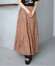 【CECIL McBEE】パンチングレースティアードロングスカート
