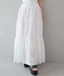 【CECIL McBEE】パンチングレースティアードロングスカート