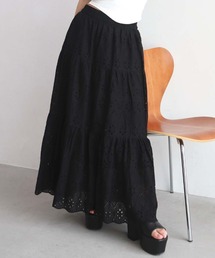 【CECIL McBEE】パンチングレースティアードロングスカート