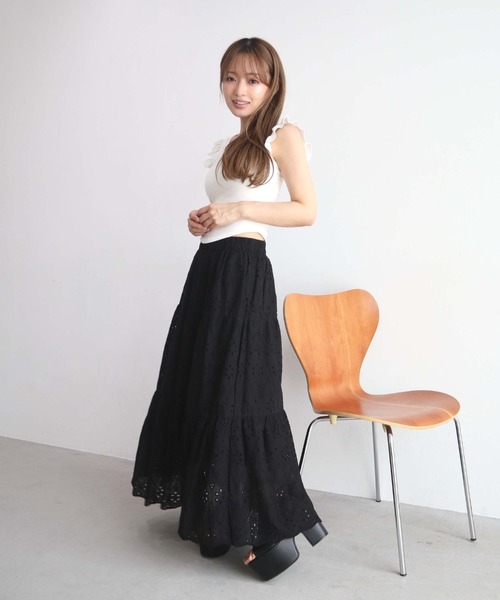 CECIL McBEE(セシルマクビー)の「【CECIL McBEE】パンチングレースティアードロングスカート(スカート・レディース・ホワイト/ブラック/ブラウン/イエロー・MEDIUM)」の20枚目の写真