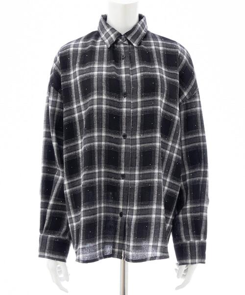 INGNI(イング)の「ラインストーン付バックレースアップチェック柄シャツ(シャツ/ブラウス・レディース・ネイビー系2/ブラック系/ブラウン系その他2・M)」の21枚目の写真