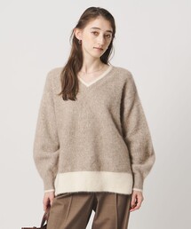フォックスカシミヤ スパンコール Vネック ニット