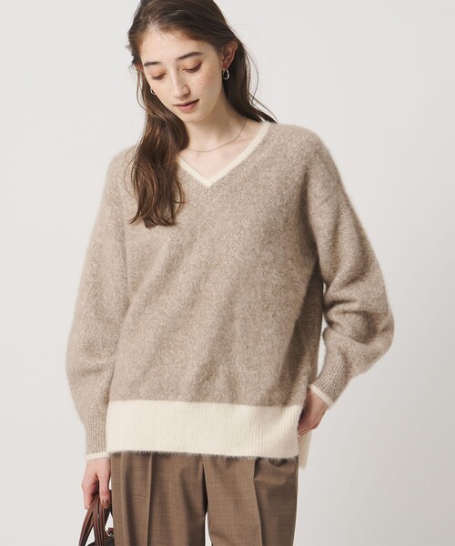 UNITED ARROWS(ユナイテッドアローズ)の「フォックスカシミヤ スパンコール Vネック ニット(ニット/セーター・レディース・ライトピンク/ダークグレー/その他2・FREE)」の13枚目の写真