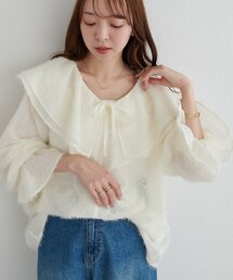 【WEB限定】前後2wayシャギーフリルカラーキャンディスリーブ