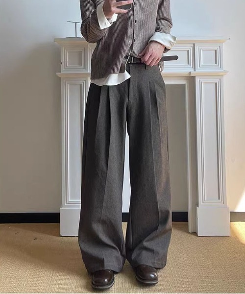 DOUBLE STEAL(ダブルスティール)の「DSツータックワイドスラックス(スラックス・メンズ・ブラウン/ブラック・X-LARGE/LARGE/MEDIUM)」の3枚目の写真