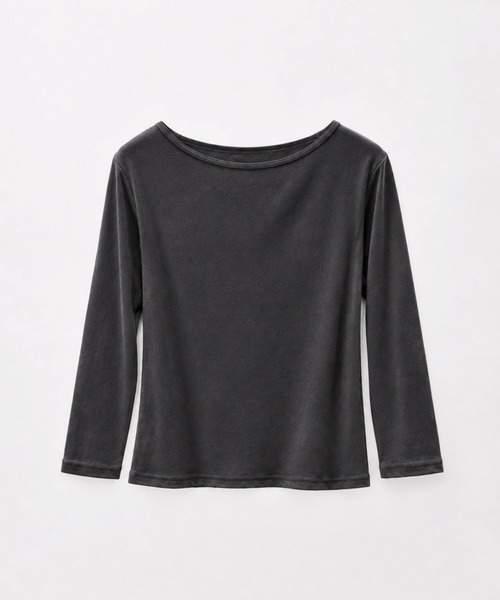 CANAL JEAN(キャナルジーン)の「bebyyou リブボート7分袖Tシャツ(Tシャツ/カットソー・レディース・ブラウン/チャコールグレー/ホワイト/ヘザーグレー/レッド・ONE SIZE)」の3枚目の写真